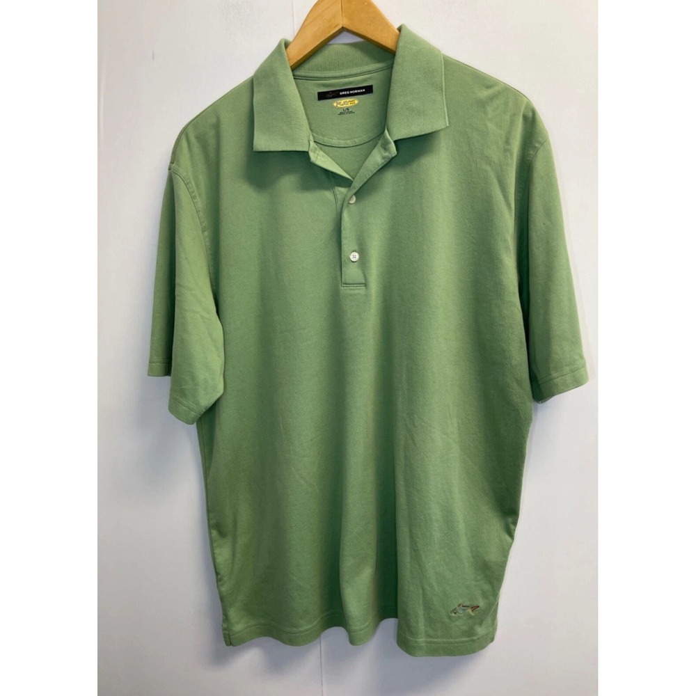 Greg Norman Play dry Men's L Golf Polo‎ Shirt Short sleeve Sage Green Logo